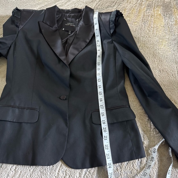 Robert Rodriguez Black blazer jacket padded shoulder ruffle single breasted 10 - Picture 10 of 10